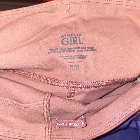 Athleta Stash Your Treasures Bike Shorts set of 2 Pink & Purple NWT XL/14 - Picture 8 of 9